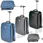 Синий чемодан с выдвижной ручкой черный, пластик, металл