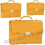 Желтые портфели из натуральный кожи под символику оптом