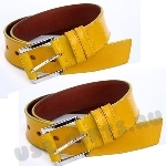 Желтые ремни кожаные 5 см под нанесение логотипа тиснение