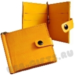 Желтые зажимы для денег кожаные под нанесение логотипа 