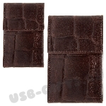 Темно-коричневые кожаные футляры для флэшек сувенирные чехлы