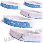 Голубые повязки на голову махровые с логотип вышивка