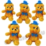 Сувенирные мягкие игрушки 17см «Медвежонок в шляпке» с логотипом