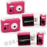 Флешки «Фотоаппарат» розовые usb флэш карты с нанесением логотипа