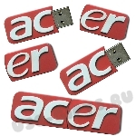 Красные флешки в форме логотипа «Acer» индивидуальные usb карты